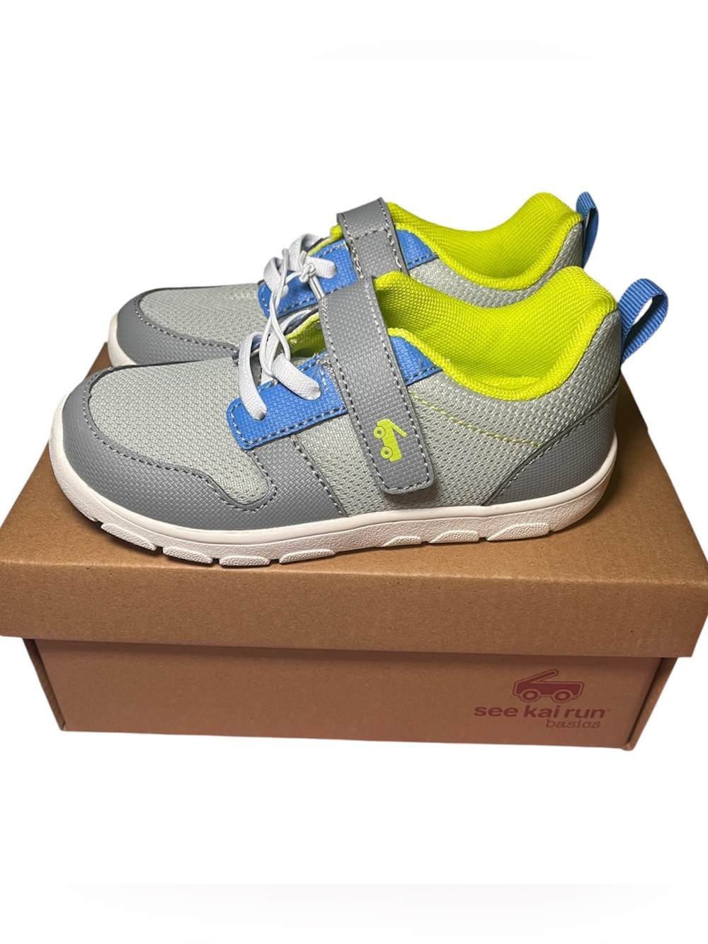 See Kai Run Basics Tenny Sneakers Toddler Boys Size 11 Gray Blue Lime Green NWT - Picture 3 of 6